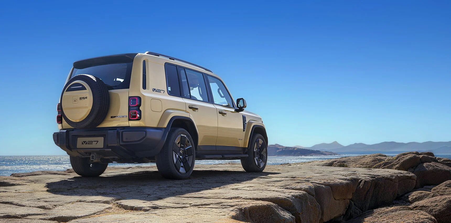 V27 rear three-quarter view outdoors